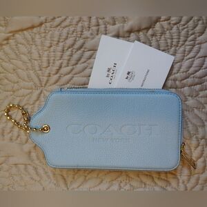 Coach Sky Blue leather Hangtag Multifunction Case